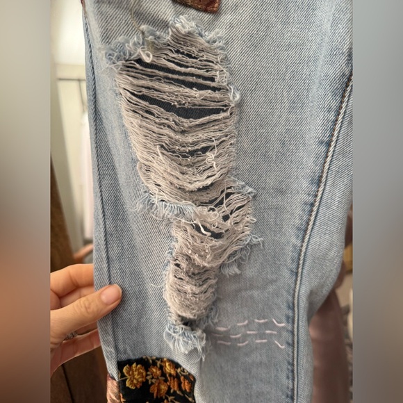 BDG Light Blue Straight‑Leg Jeans with Multicolor Patchwork - Picture 5 of 7